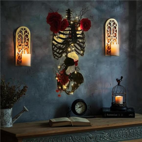 Floral Skeleton Torso Halloween Decor - Indoor Decorations with Easy Assembly - Picture 2 of 7